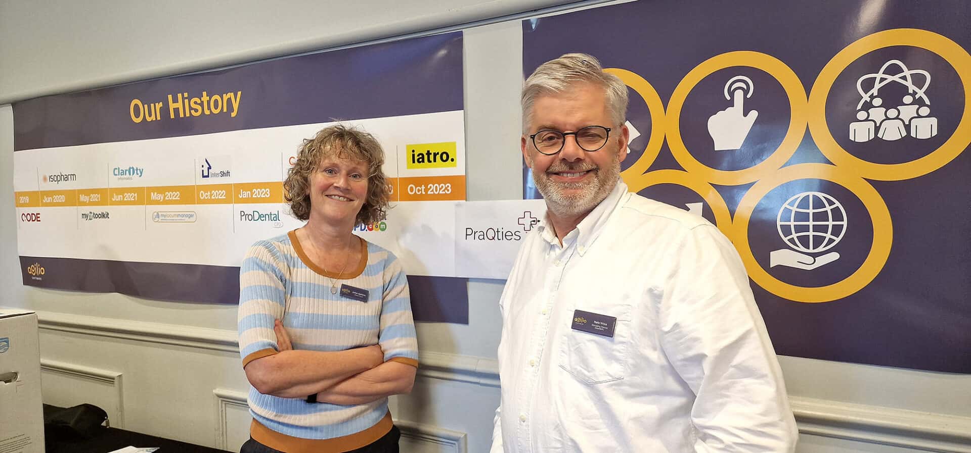 Heins Vrins of Agilio Software, Netherlands pictured with Esther Gjaltema of PraQties