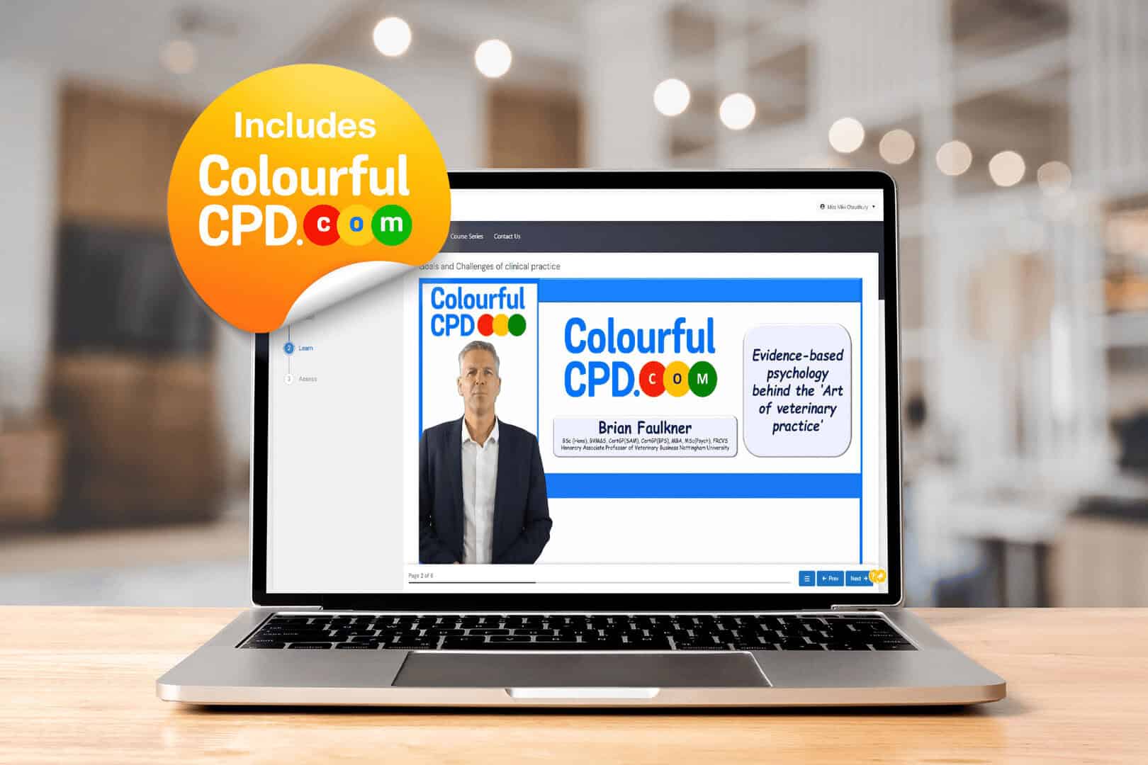 iLearn on laptop screen with Colourful CPD promo graphic